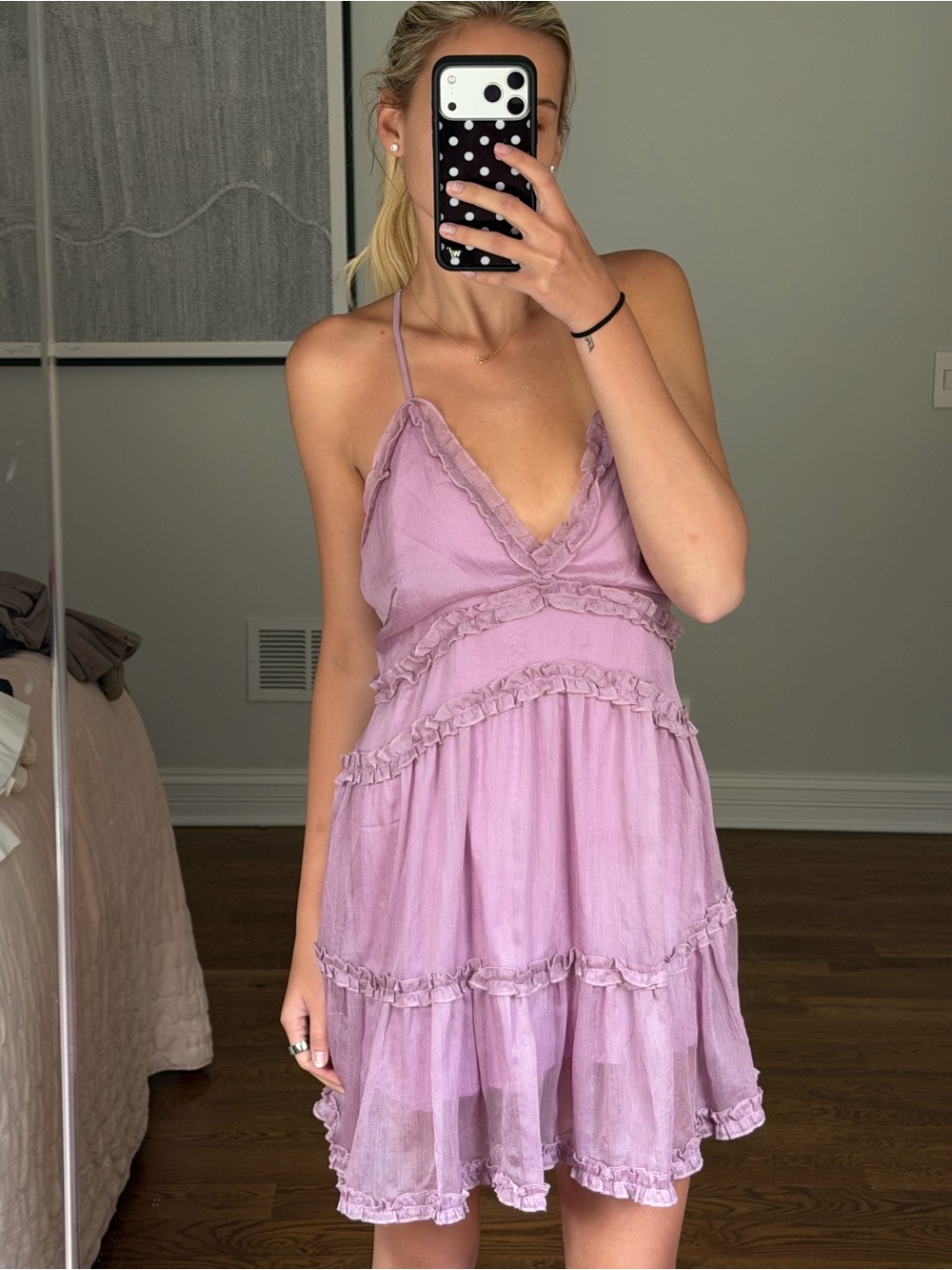 Windsor Lilac Ruffle Tiered Mini Dress